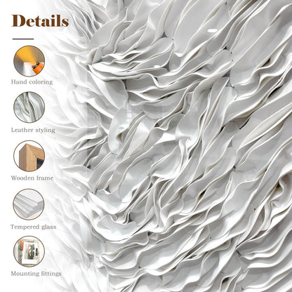 Handcrafted 3D leather wall art, featuring distinctive three-dimensional texture and sophisticated artistic detailing.