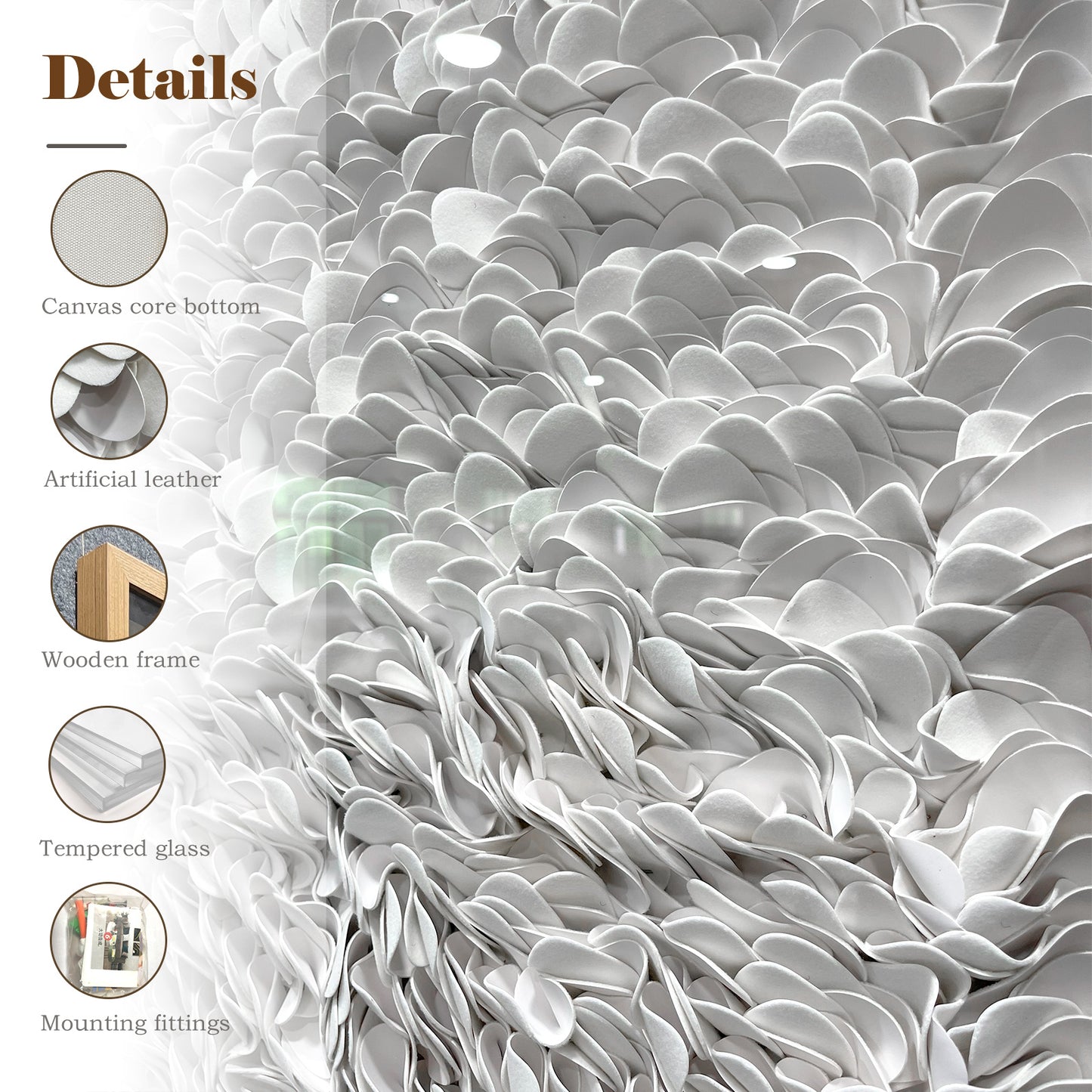 Handcrafted 3D leather artwork, featuring exquisite texture and striking three-dimensional design.