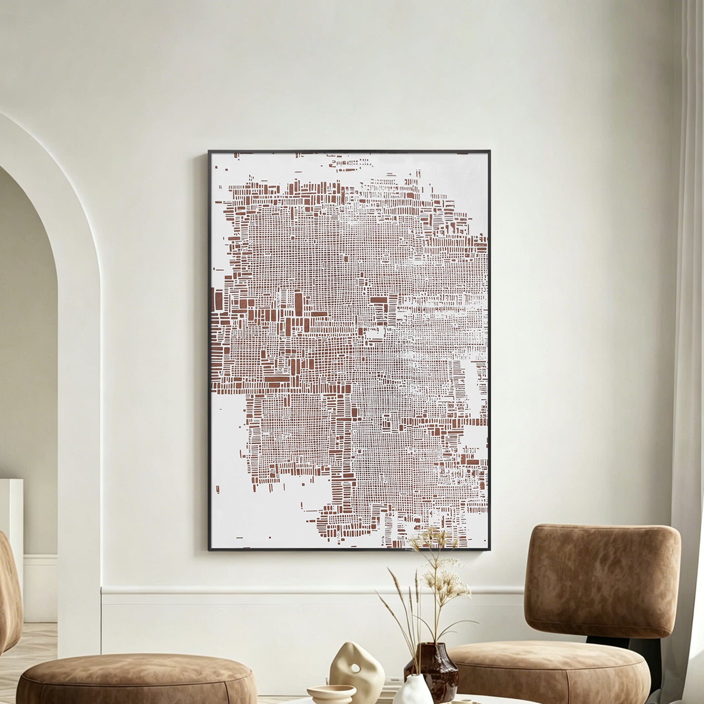 Rose Grid Textured Abstract Wall Art