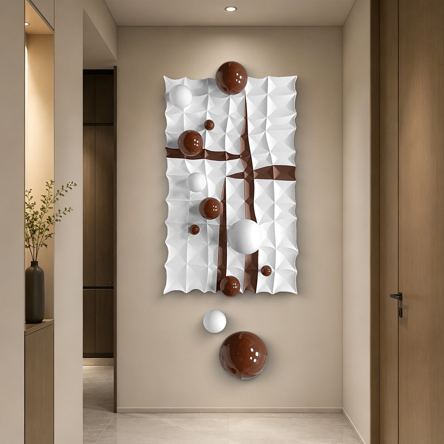 Orange Orbit Mixed Media Wall Art
