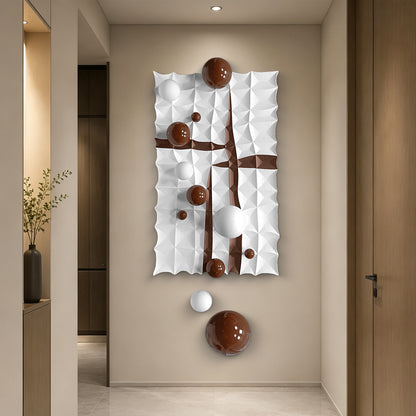 Orange Orbit Mixed Media Wall Art