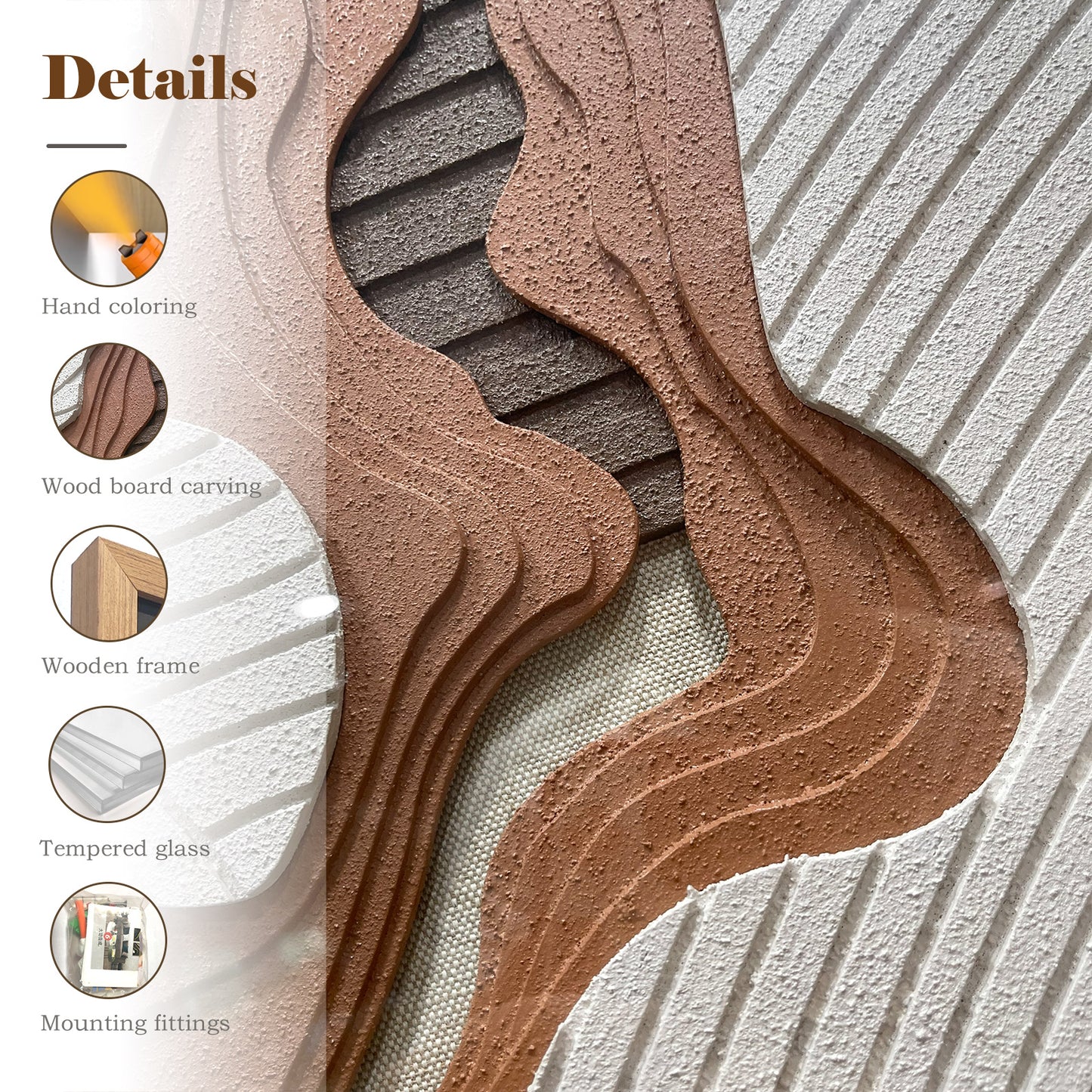 Modern minimalist 3D relief decorative painting, hand-drawn with sandstone texture, simple and stylish.