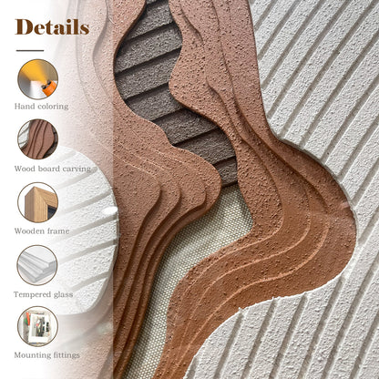 Modern minimalist 3D relief decorative painting, hand-drawn with sandstone texture, simple and stylish.
