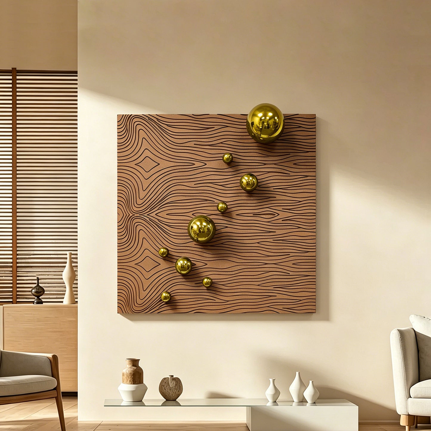 Brown Current Gold Orb Wall Art