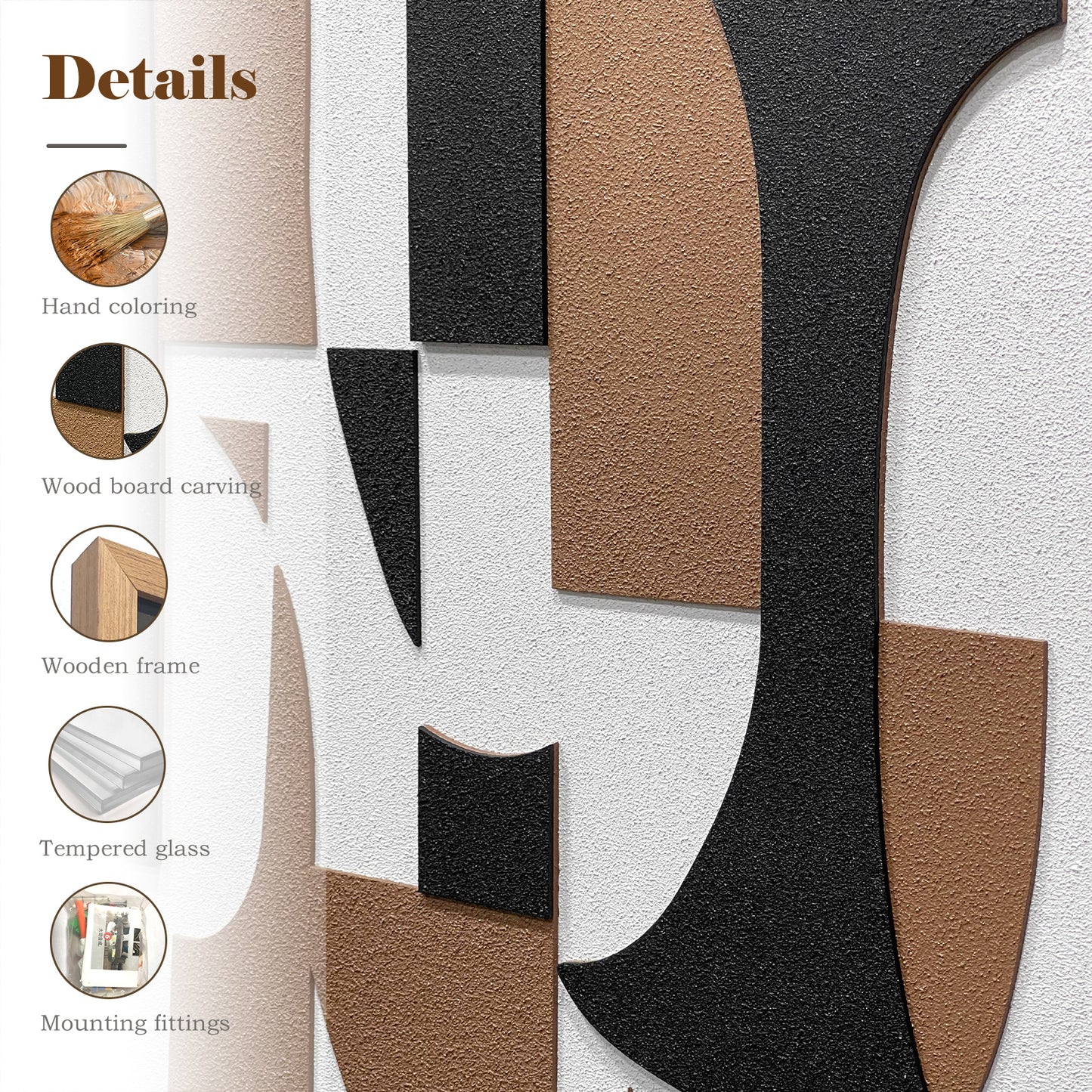 Modern minimalist 3D relief decorative painting, handcrafted from sandstone with a sleek and stylish texture.