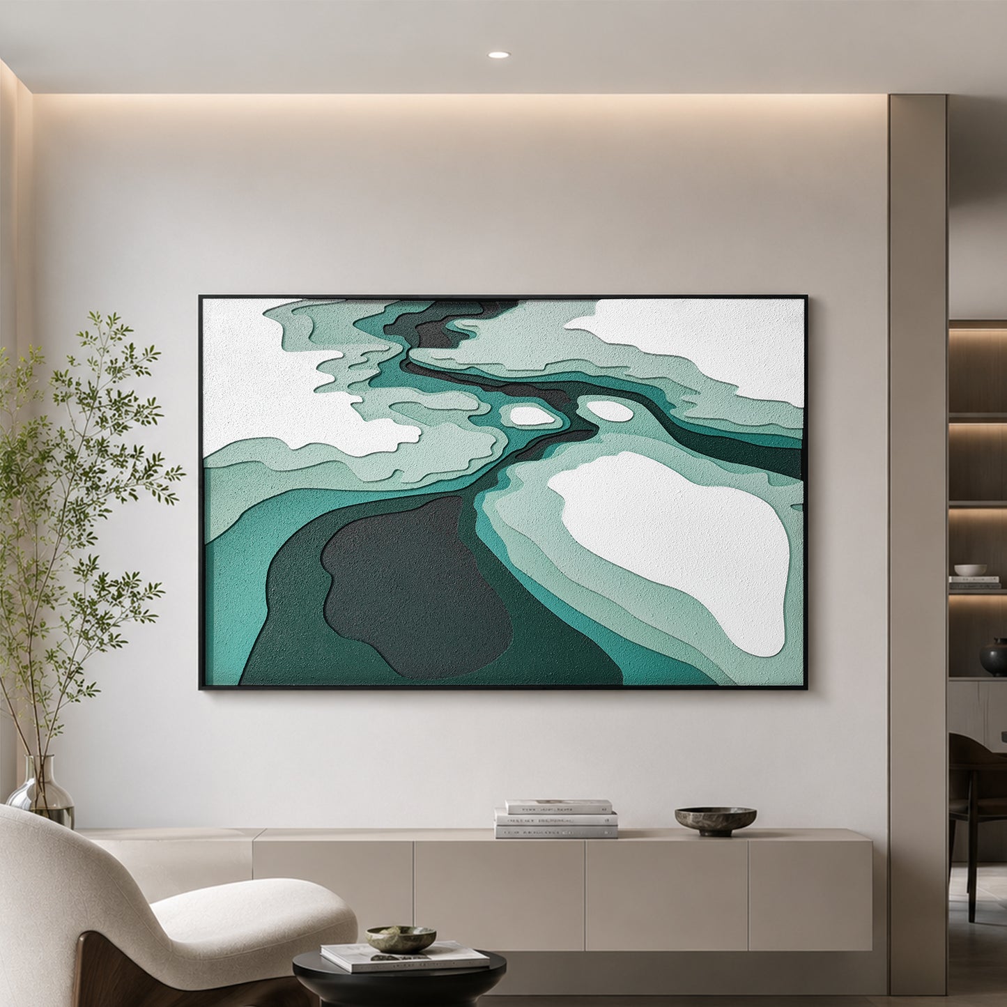 Emerald Mineral Flow Textured Wall Art