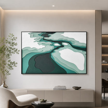 Emerald Mineral Flow Textured Wall Art