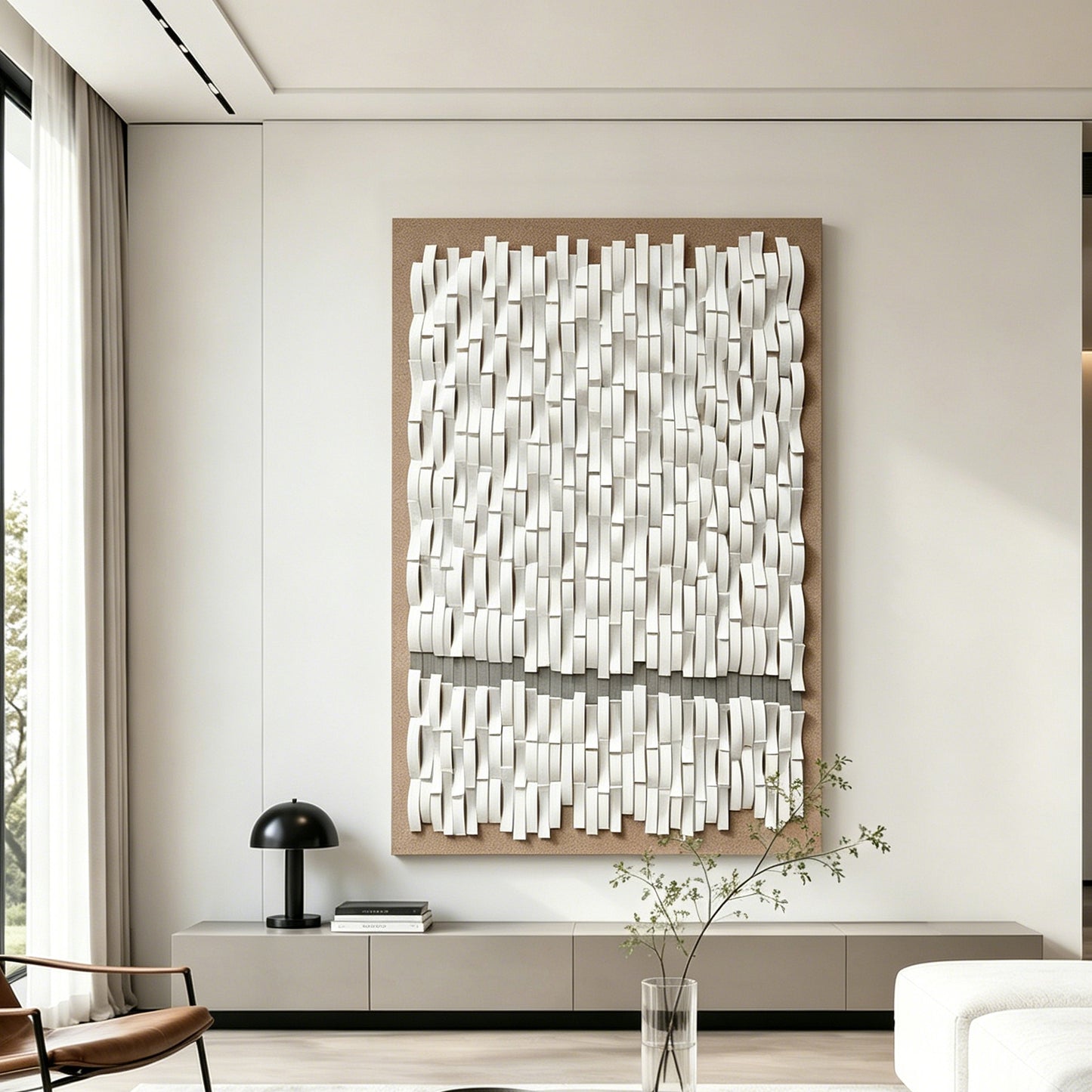 White Cascade Sculptural Wall Panel