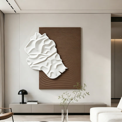 White Fold Brown Line Wall Relief