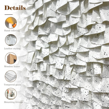 Handcrafted 3D Wall Art, Modern Minimalist Style with Integrated Leather & Solid Wood Frame