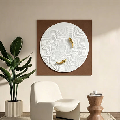 Golden Koi Ripple Round Wall Art