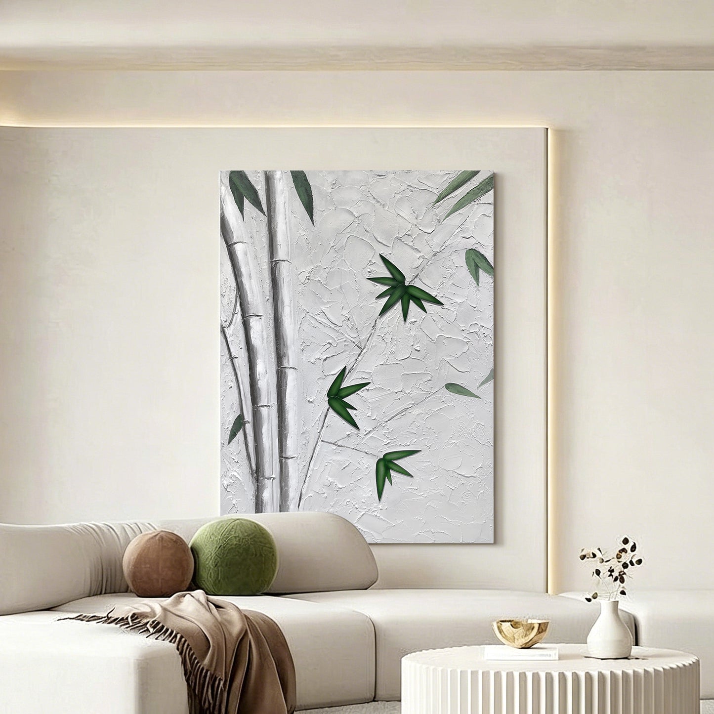 Green Bamboo Diptych Textured Art