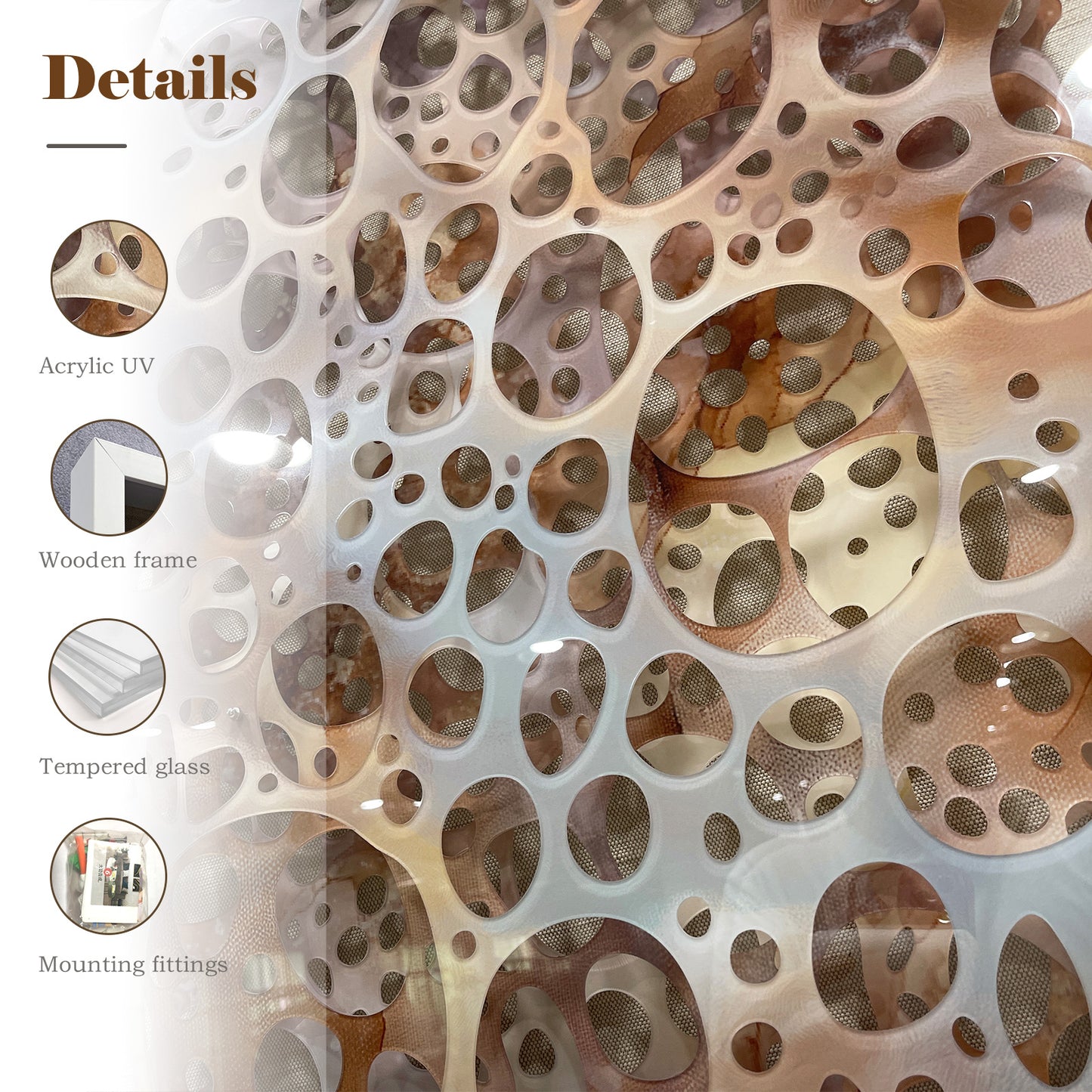 Sculpted Acrylic Wall Art Organic Perforated Hanging Artwork