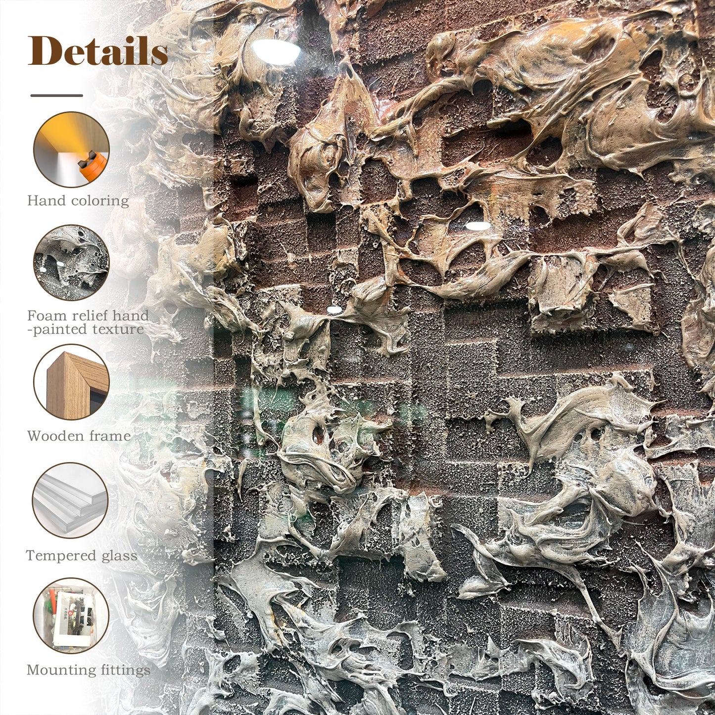 3D Foam Relief Decorative Wall Art, Brown & Gray Textured Handcrafted Wall Decor