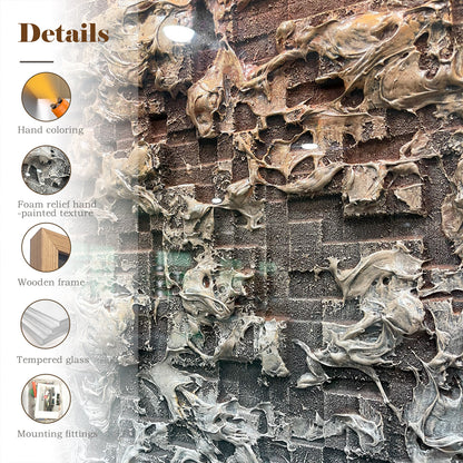 3D Foam Relief Decorative Wall Art, Brown & Gray Textured Handcrafted Wall Decor