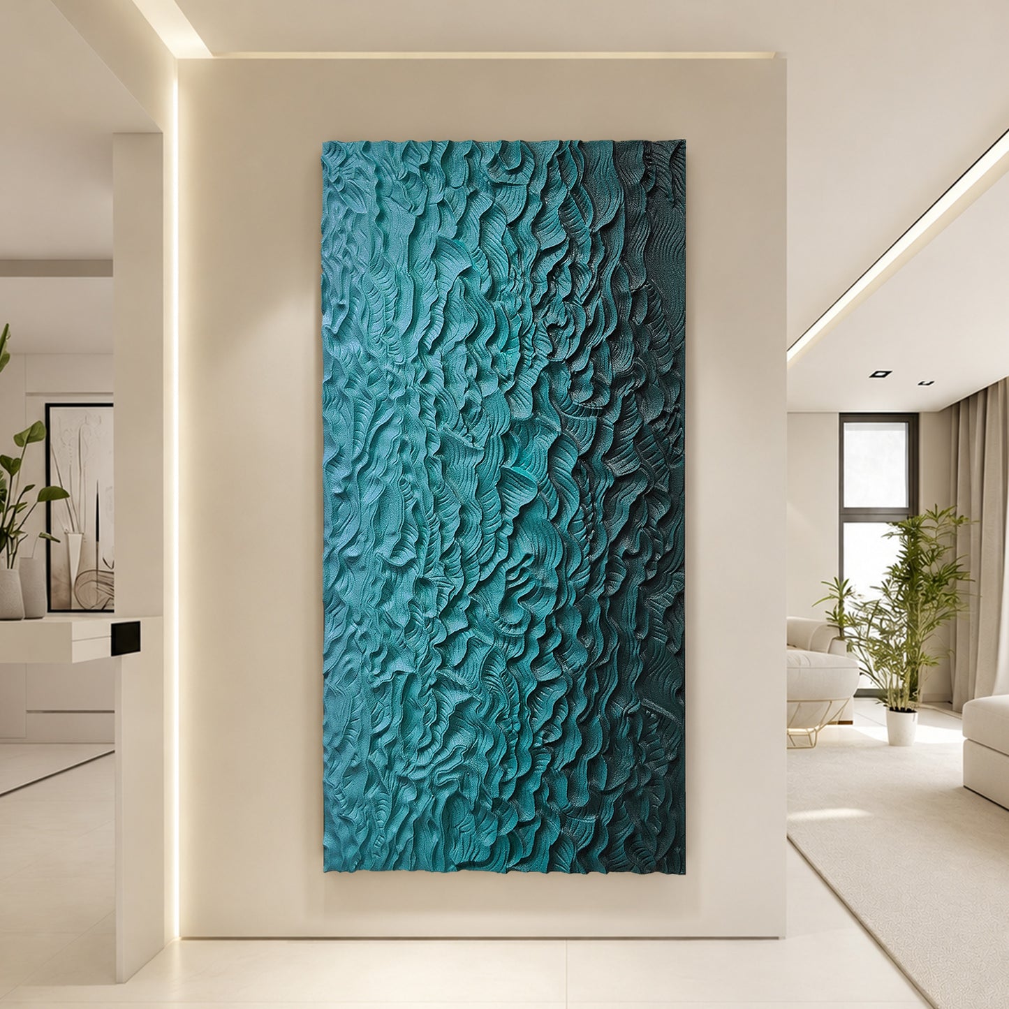 Deep Teal Rain Textured Wall Panel