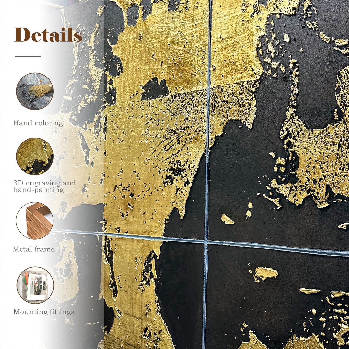 Luxury Gold Leaf Abstract Wall Art with Textured Finish