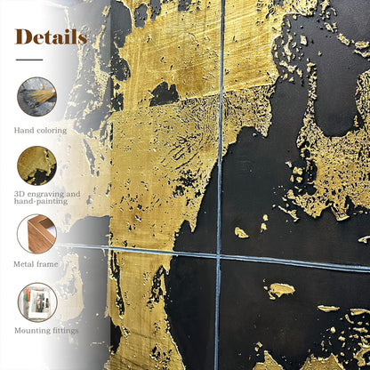 Luxury Gold Leaf Abstract Wall Art with Textured Finish