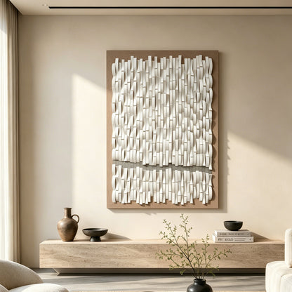 White Cascade Sculptural Wall Panel