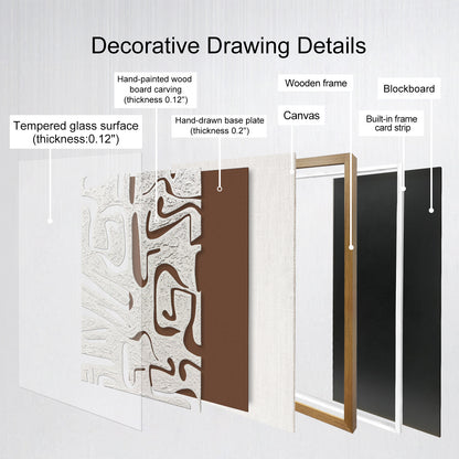Modern abstract wooden carving decorative artwork, crafted from wood board with distinctive hollowed-out line details.