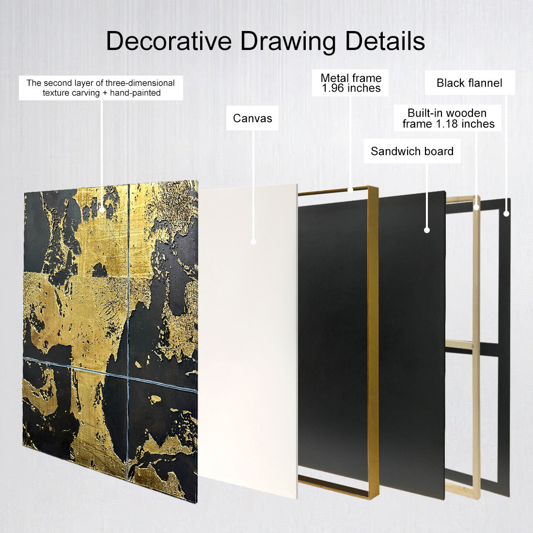 Luxury Gold Leaf Abstract Wall Art with Textured Finish