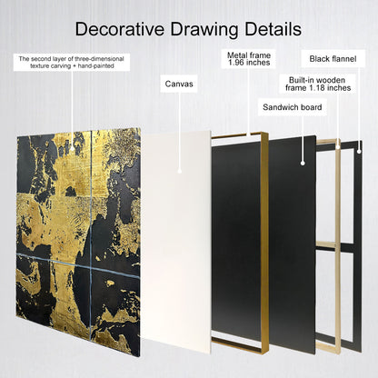 Luxury Gold Leaf Abstract Wall Art with Textured Finish