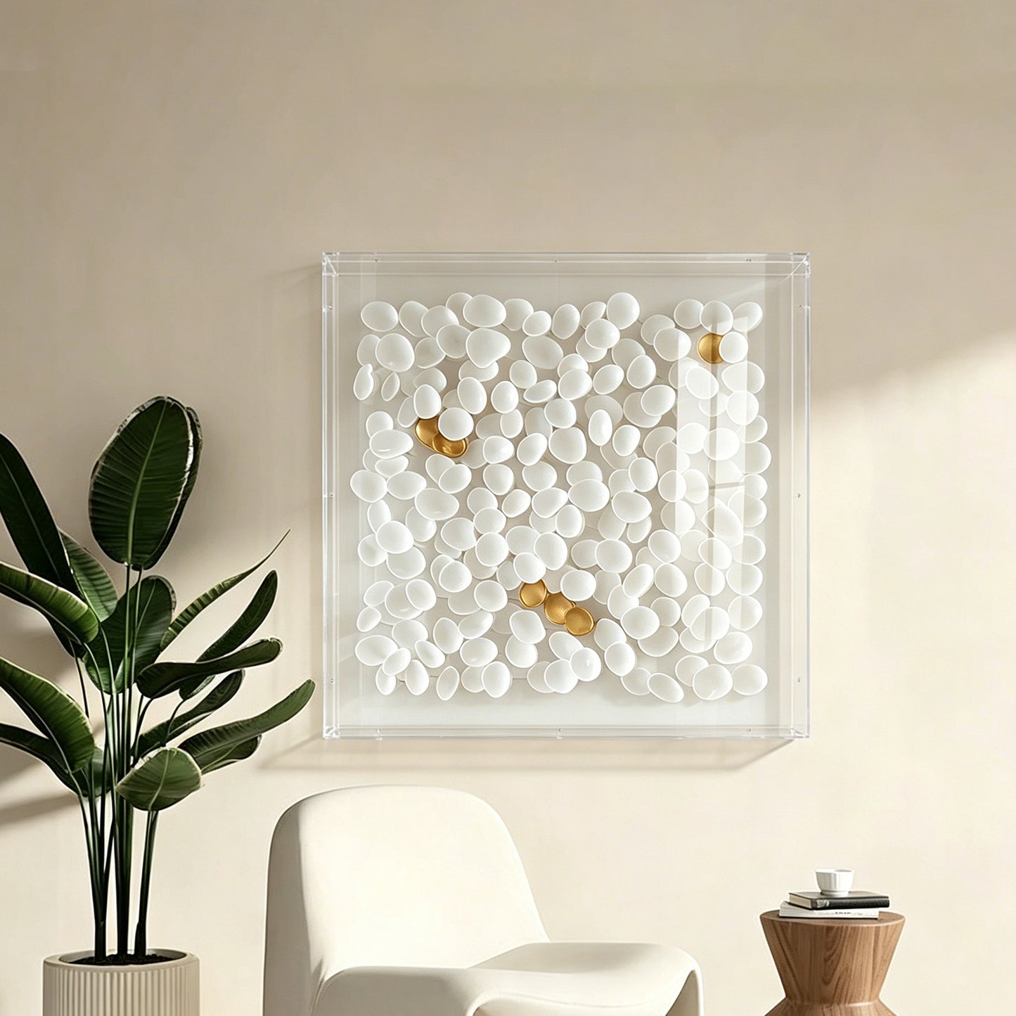 White Petal Paper Shadow Box Art