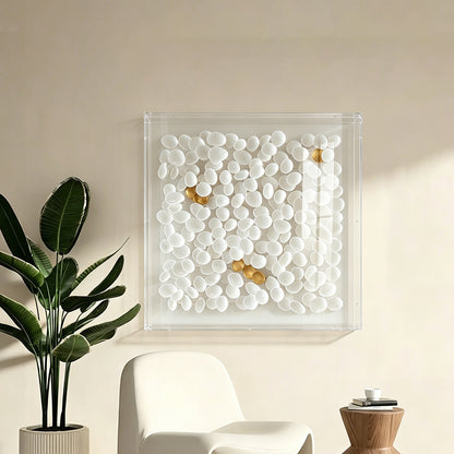 White Petal Paper Shadow Box Art