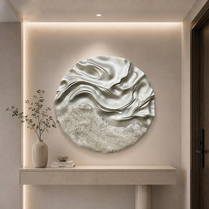 Silver Molten Circle Wall Relief