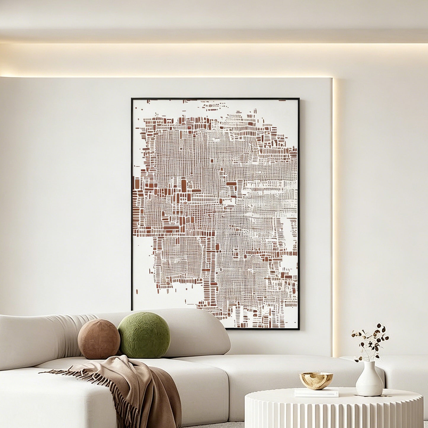 Rose Grid Textured Abstract Wall Art