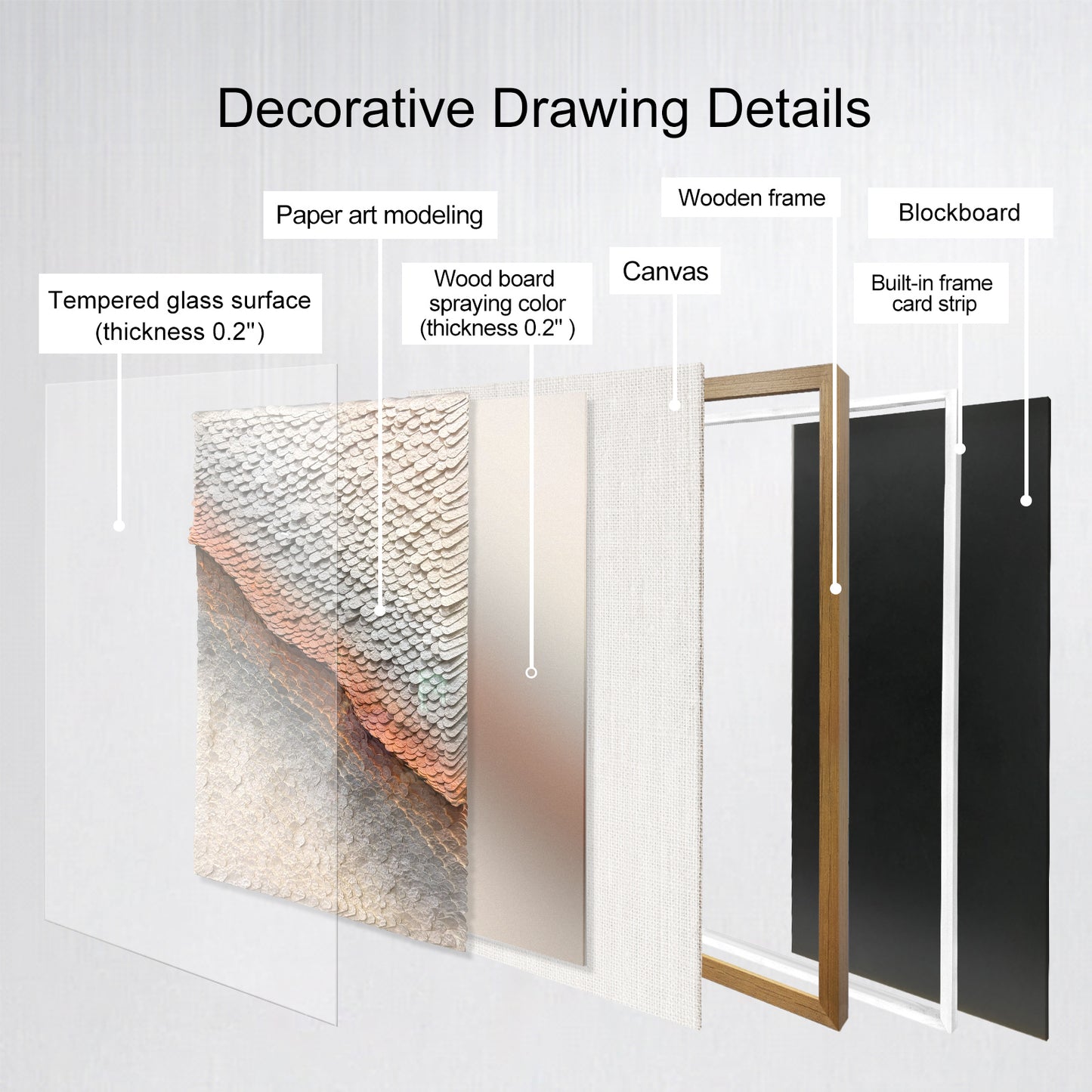 Large Natural Style 3D Paper Art Wall Decor, Handcrafted Artwork with Elegant Texture