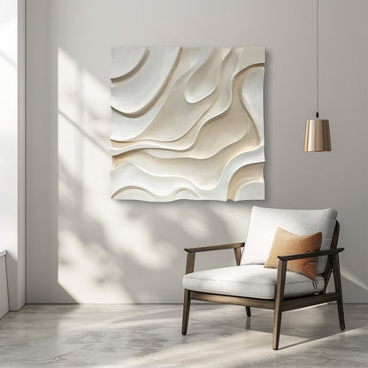 Ivory Wave Carved Wall Panel