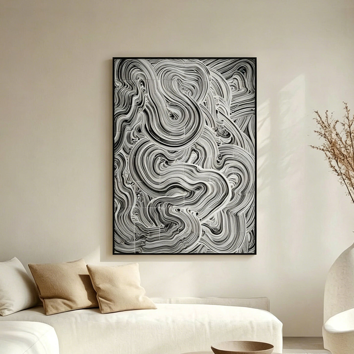 Gray Marble Current Relief Wall Art