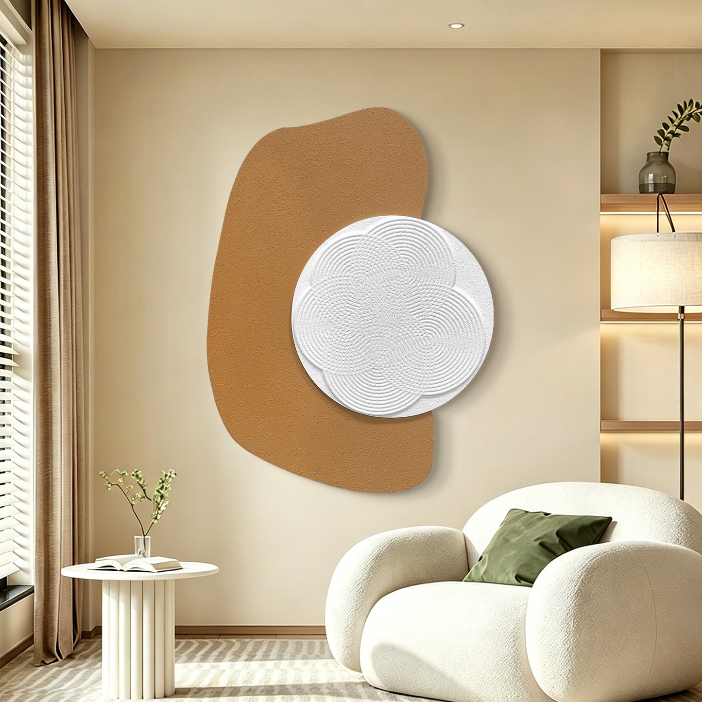 Taupe Ripple Circle Wall Relief