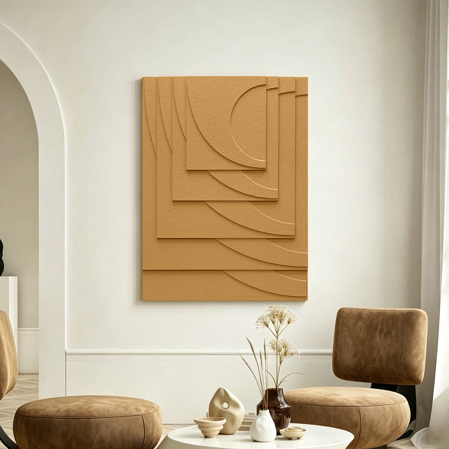 Terracotta Geometry Carved Wall Panel