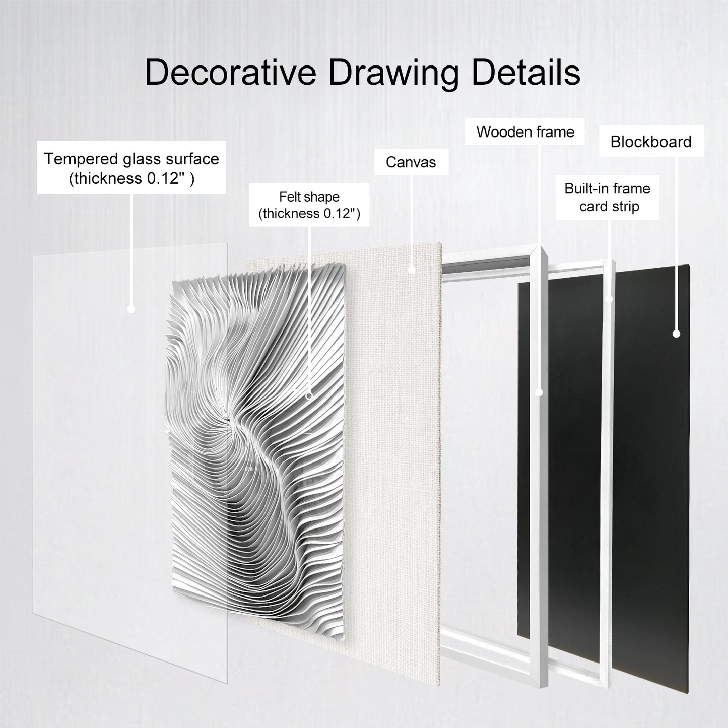 White Felt Wall Art Fluid Ripple Textile Hanging Artwork