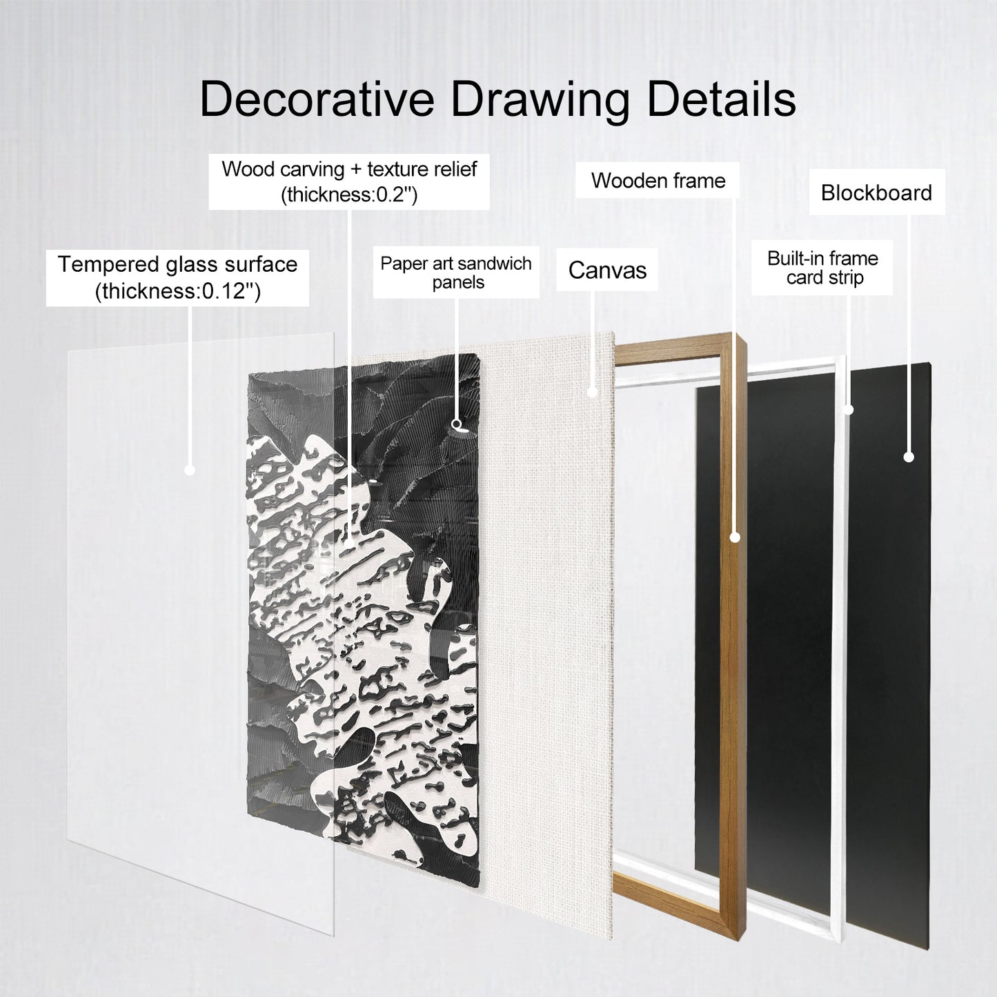 Minimalist Abstract Black and White Art, Flowing Paper Sculpture for Villa Interiors