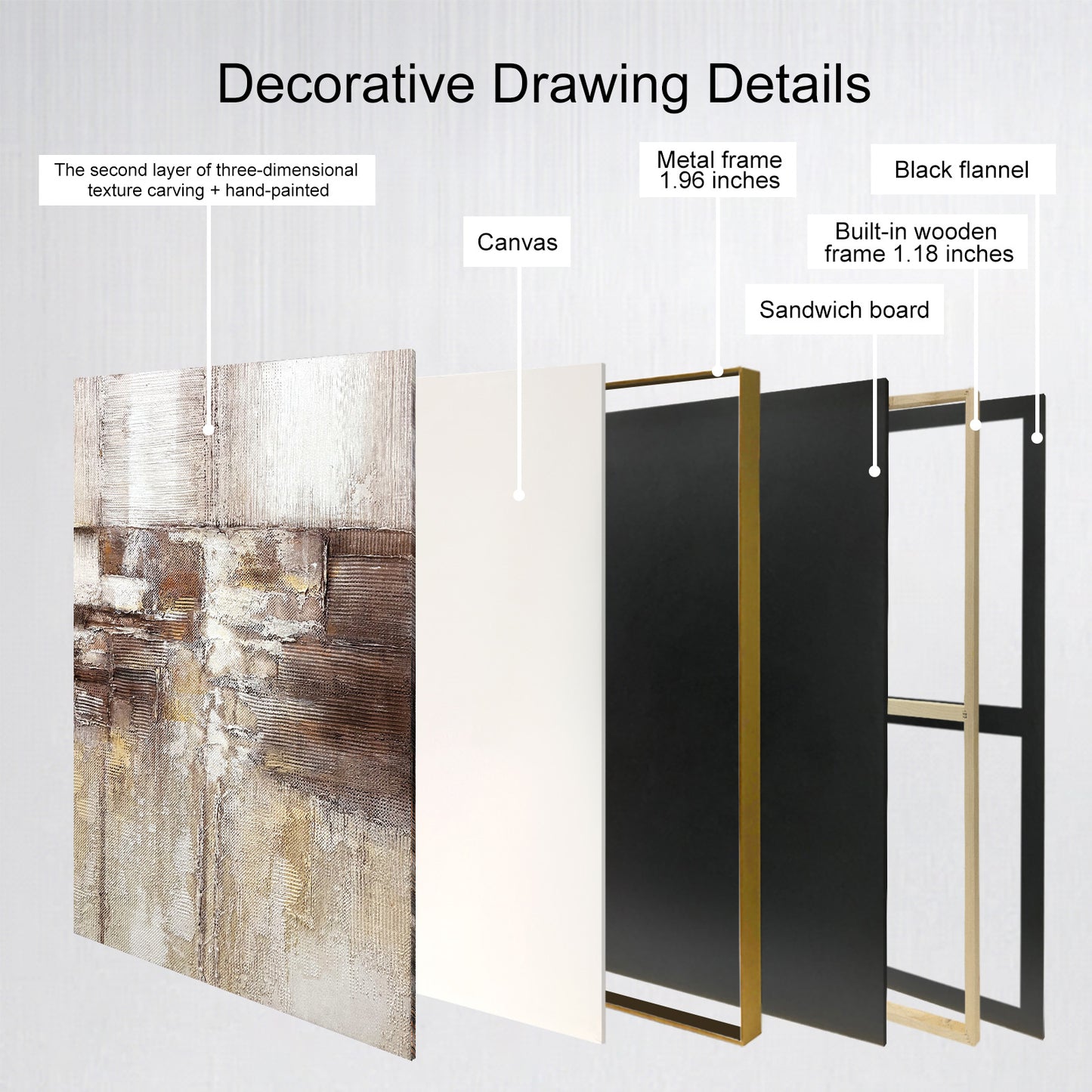 Large Abstract Canvas Art with Earth Tone Texture