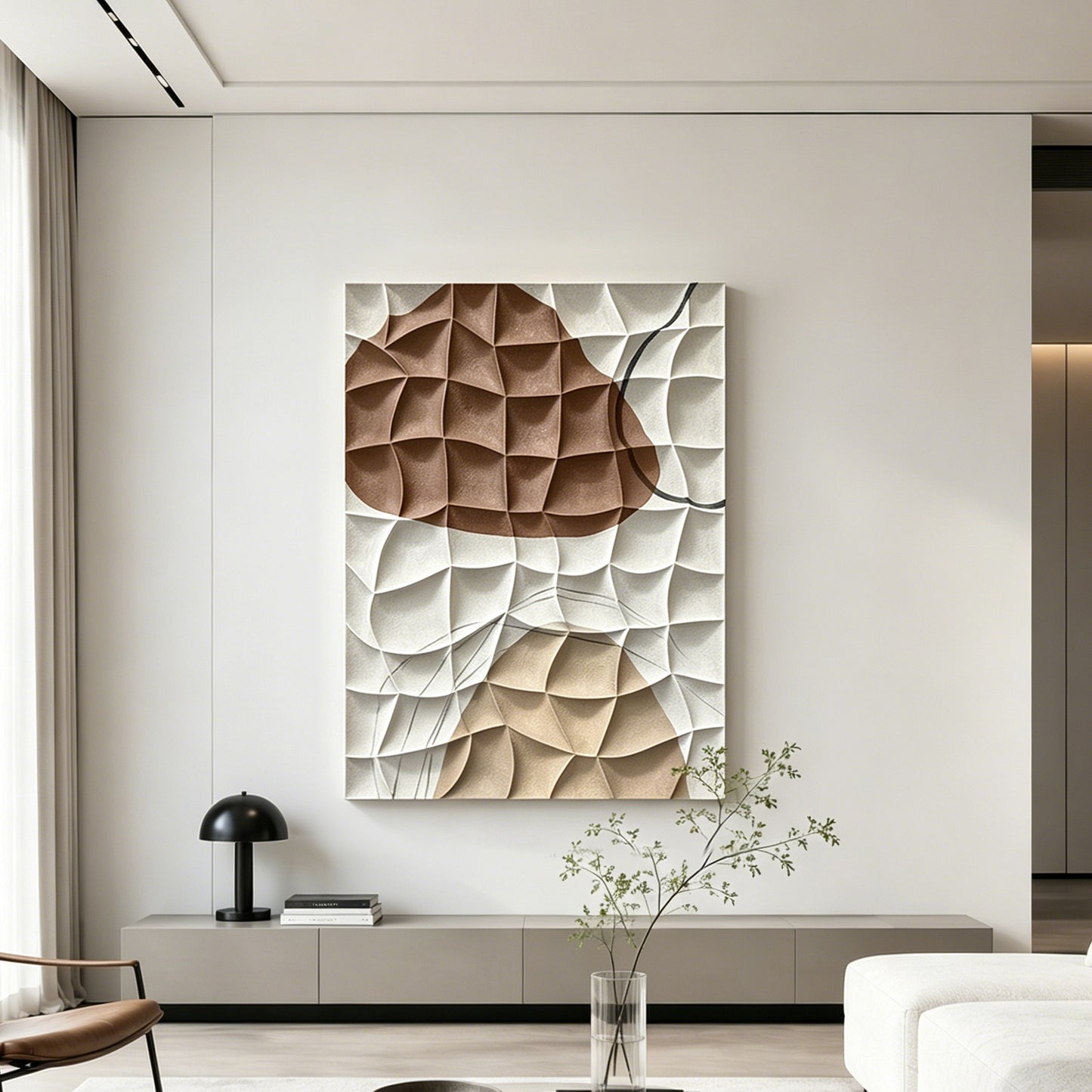 Taupe Leaf Canopy Textured Wall Art