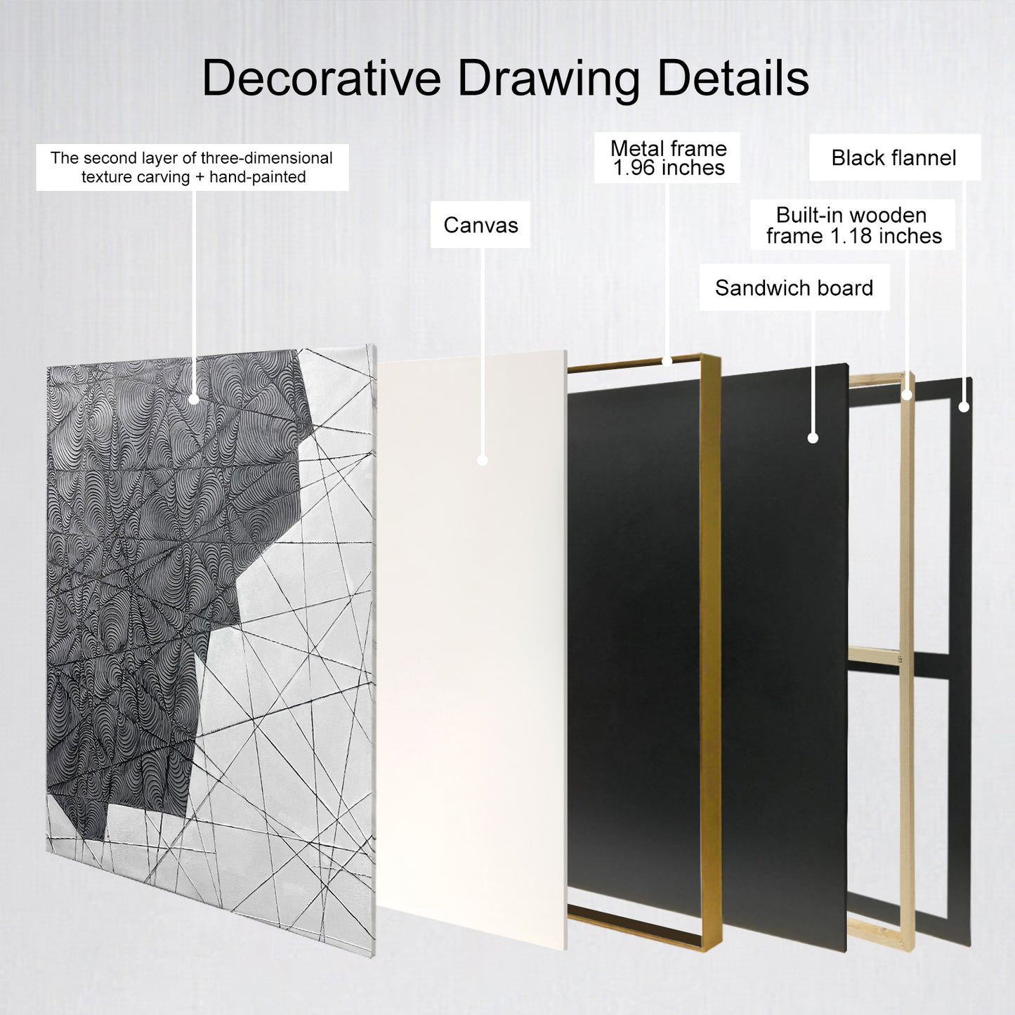 Black and White Textured Wall Art with Architectural Style
