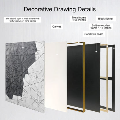 Black and White Textured Wall Art with Architectural Style