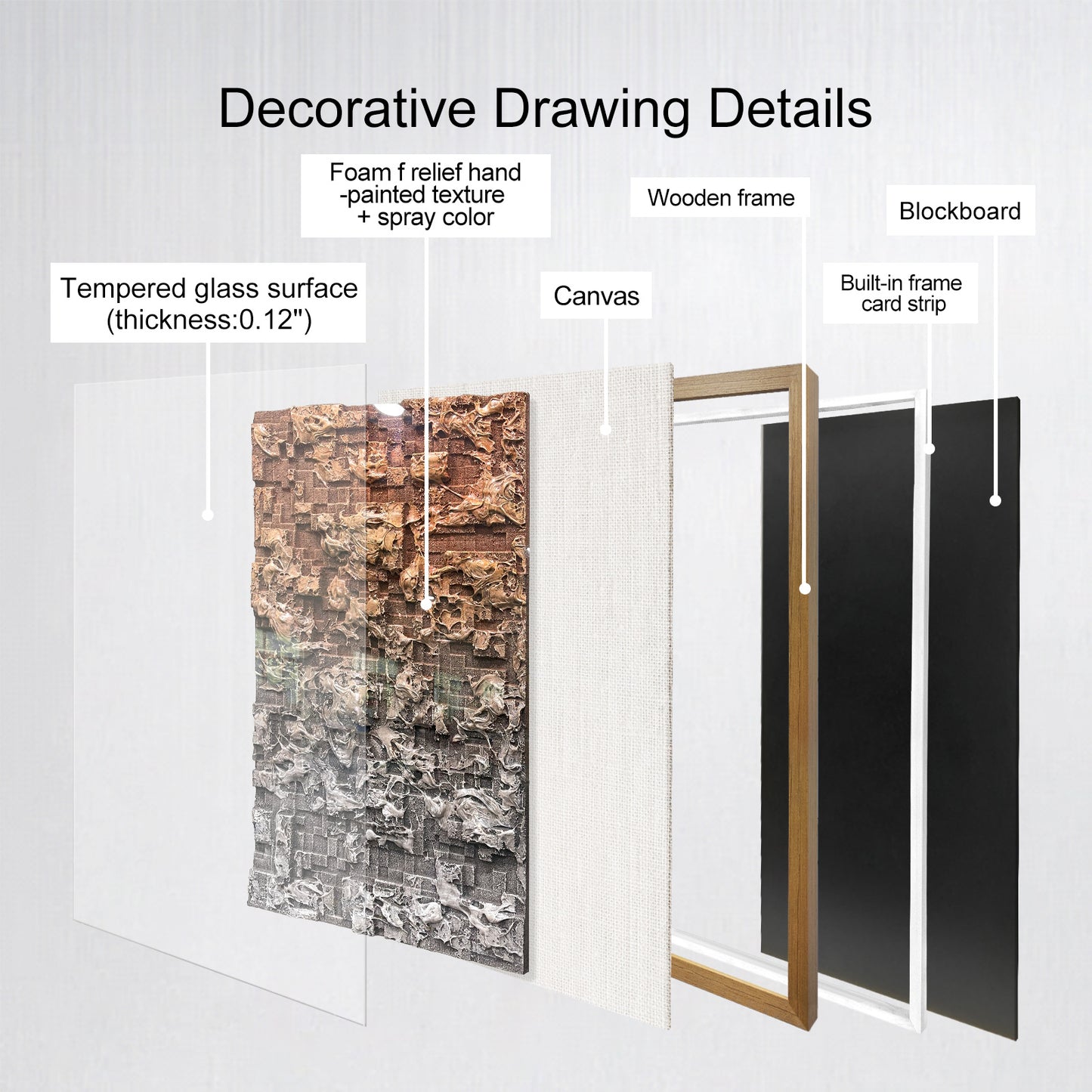 3D Foam Relief Decorative Wall Art, Brown & Gray Textured Handcrafted Wall Decor