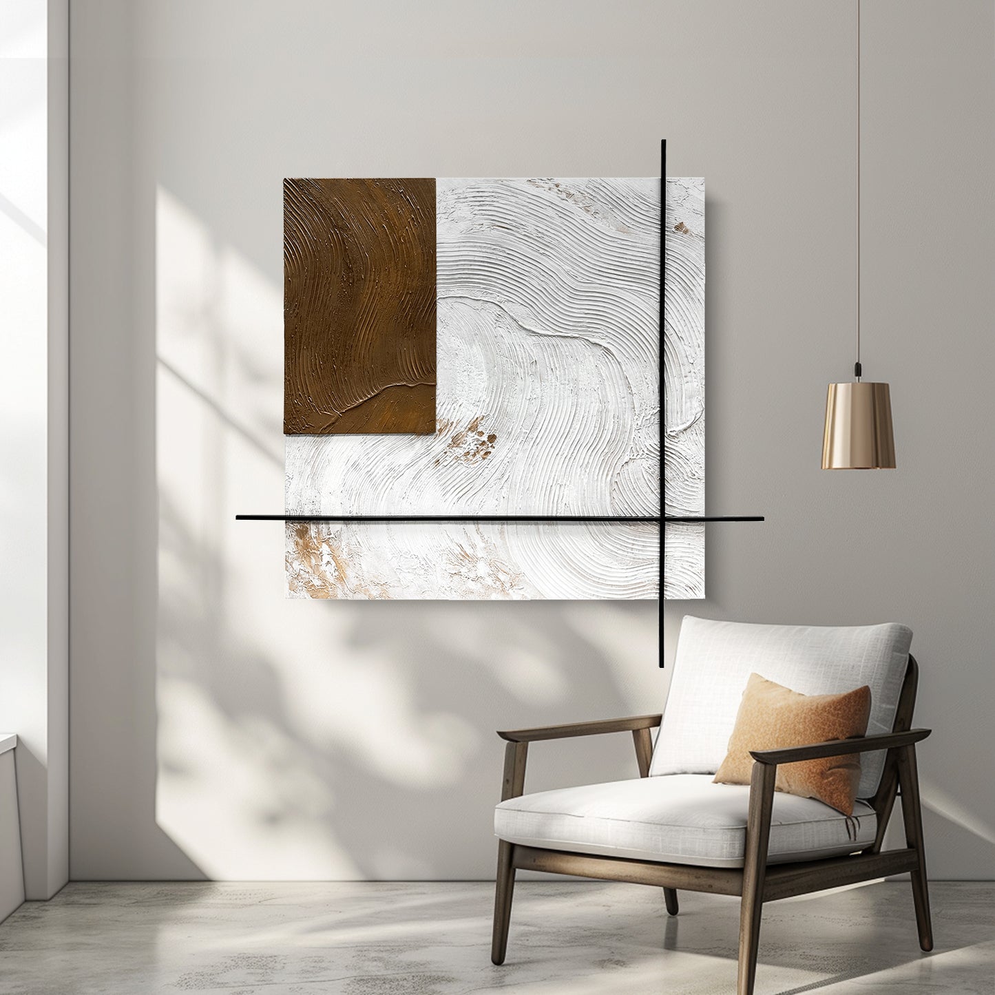 Ivory Grid Mixed Media Wall Art