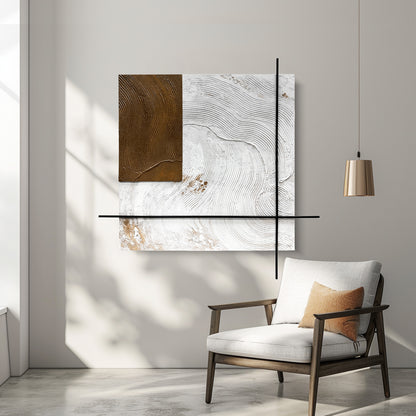 Ivory Grid Mixed Media Wall Art