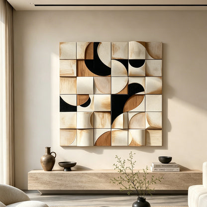 Ivory Cubist Carved Wall Sculpture