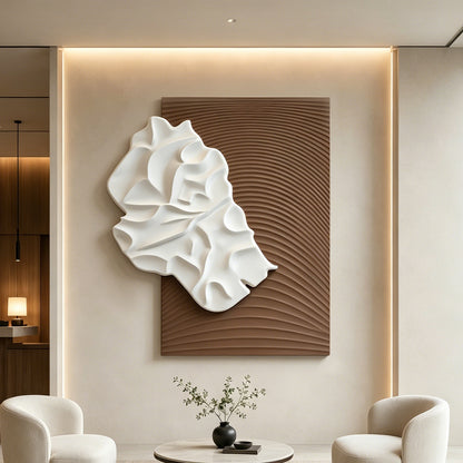 White Fold Brown Line Wall Relief