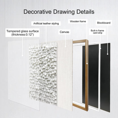 Handcrafted 3D Wall Art, Modern Minimalist Style with Integrated Leather & Solid Wood Frame