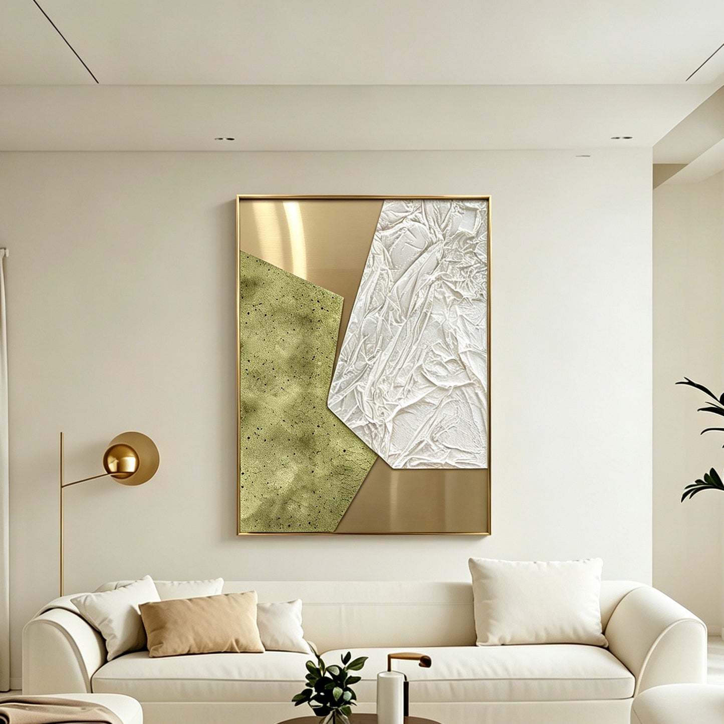 Ivory Gold Folded Texture Art