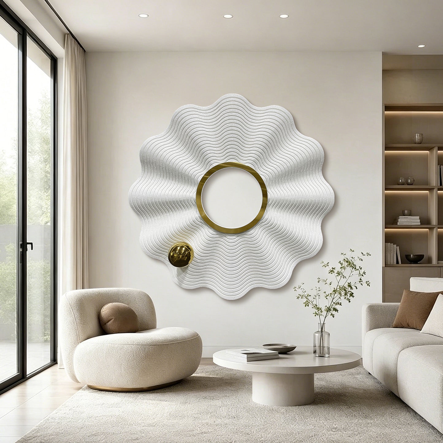 Ivory Fluted Halo Wall Sculpture