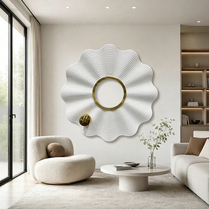 Ivory Fluted Halo Wall Sculpture
